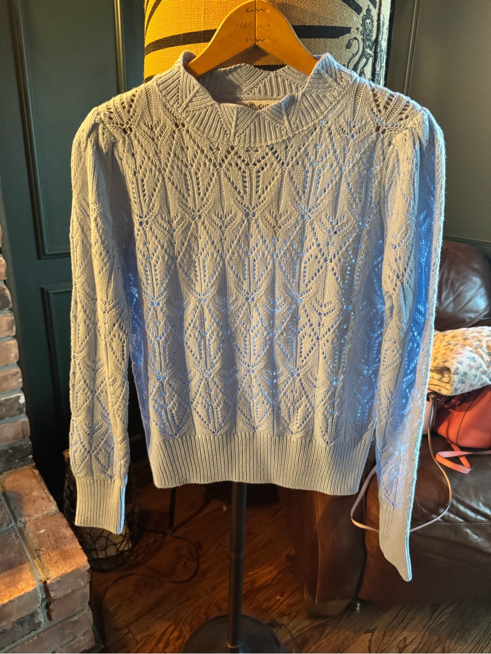 CUPSHE light Blue Knit Pointelle Sweater